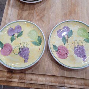 Two Caleca Frutta Hand Painted Italian Salad Plates 8.25"